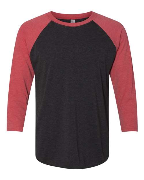 Next Level 6051 Unisex Triblend 3/4-Sleeve Raglan #color_VIN RED/ VIN BLK