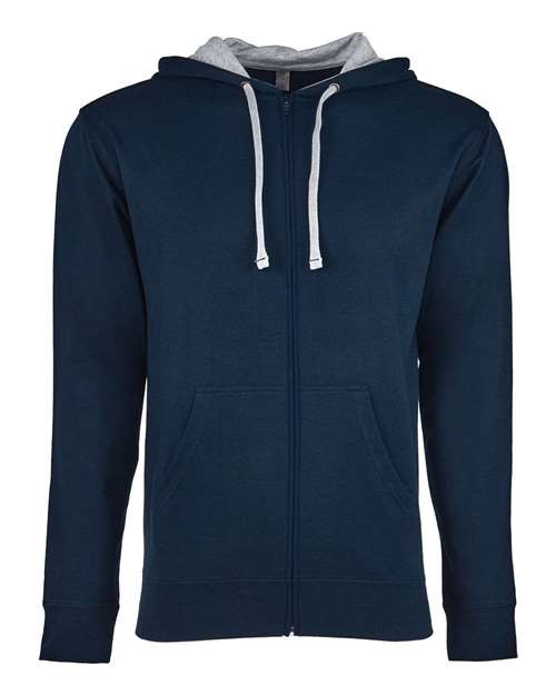 Next Level 9601 Adult French Terry Zip Hoodie #color_MID NVY/ HTH GRY