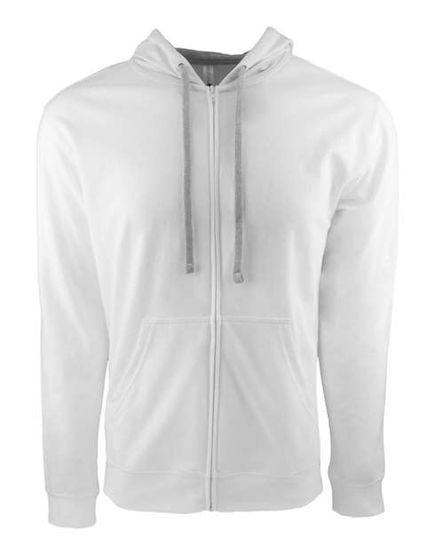 Next Level 9601 Adult French Terry Zip Hoodie #color_WHITE/ HTHR GRAY
