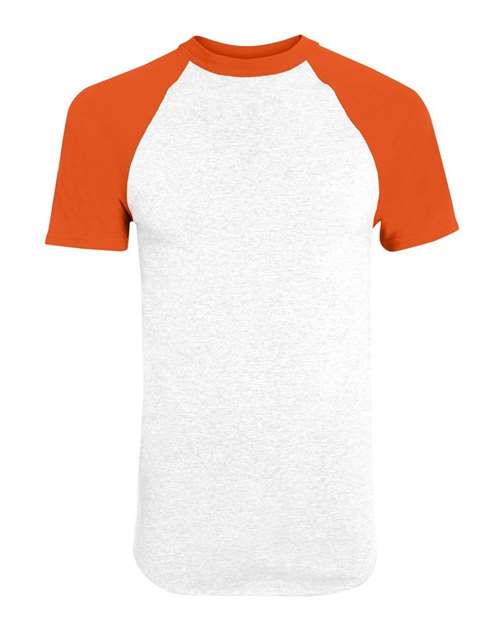 Augusta Sportswear 423 Adult Short-Sleeve Baseball Jersey #color_WHITE/ ORANGE