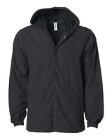 Independent Trading Co. EXP95NB Water-Resistant Hooded Windbreaker #color_Black/ Black