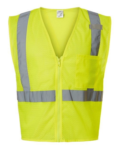 Kishigo 1089-1090 Single Pocket Zipper Mesh Vest #color_Lime