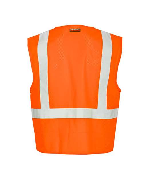 Kishigo 1089-1090 Single Pocket Zipper Mesh Vest #color_Orange