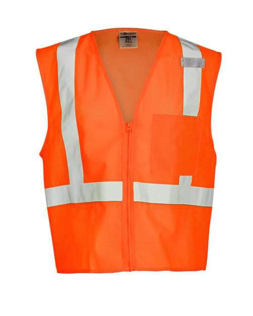 Kishigo 1089-1090 Single Pocket Zipper Mesh Vest #color_Orange
