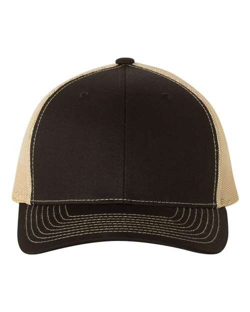 Richardson 112 Snapback Trucker Cap #color_Black/ Vegas Gold