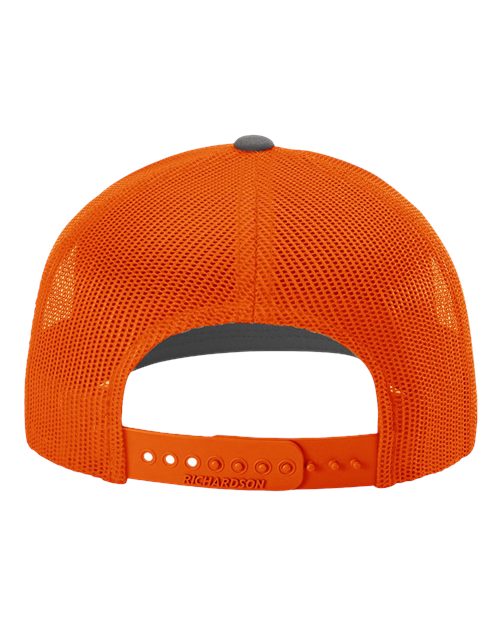 Richardson 112 Snapback Trucker Cap #color_Charcoal/ Orange
