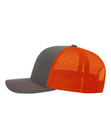 Richardson 112 Snapback Trucker Cap #color_Charcoal/ Orange