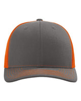 Richardson 112 Snapback Trucker Cap #color_Charcoal/ Orange