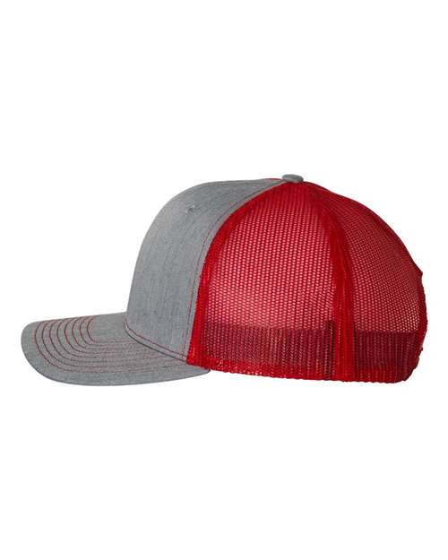 Richardson 112 Snapback Trucker Cap #color_Heather Grey/ Red