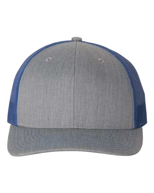 Richardson 112 Snapback Trucker Cap #color_Heather Grey/ Royal