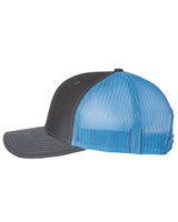 Richardson 112 Snapback Trucker Cap #color_Charcoal/ Columbia Blue
