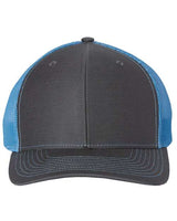 Richardson 112 Snapback Trucker Cap #color_Charcoal/ Columbia Blue