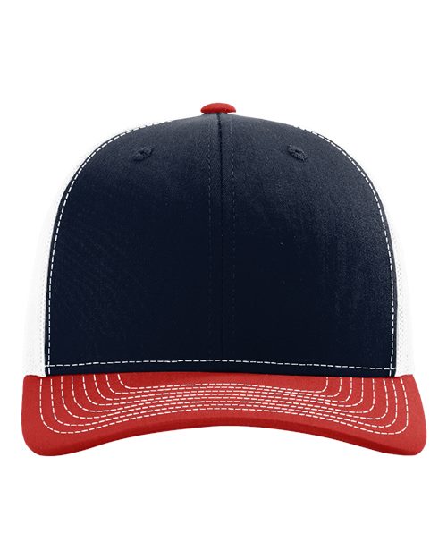 Richardson 112 Snapback Trucker Cap #color_Navy/ White/ Red