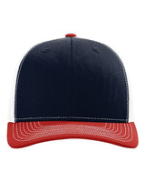 Richardson 112 Snapback Trucker Cap #color_Navy/ White/ Red