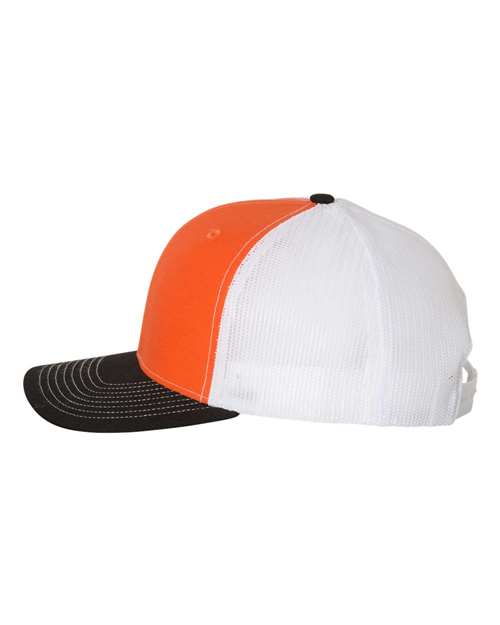 Richardson 112 Snapback Trucker Cap #color_Orange/ White/ Black