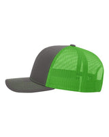 Richardson 112 Snapback Trucker Cap #color_Charcoal/ Neon Green