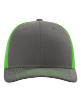 Richardson 112 Snapback Trucker Cap #color_Charcoal/ Neon Green