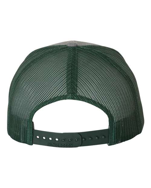 Richardson 112 Snapback Trucker Cap #color_Heather Grey/ Dark Green