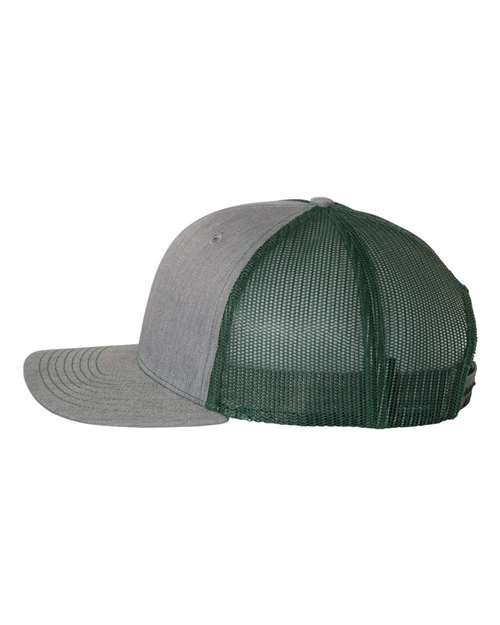 Richardson 112 Snapback Trucker Cap #color_Heather Grey/ Dark Green