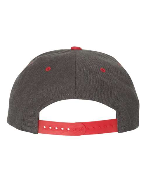 Yupoong 6089MT Adult 6-Panel Structured Flat Visor Classic Two-Tone Snapback #color_DRK HTHR/ RED