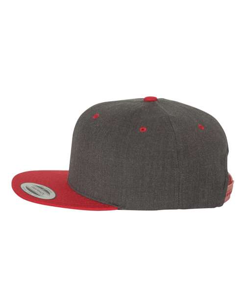 Yupoong 6089MT Adult 6-Panel Structured Flat Visor Classic Two-Tone Snapback #color_DRK HTHR/ RED