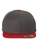 Yupoong 6089MT Adult 6-Panel Structured Flat Visor Classic Two-Tone Snapback #color_DRK HTHR/ RED