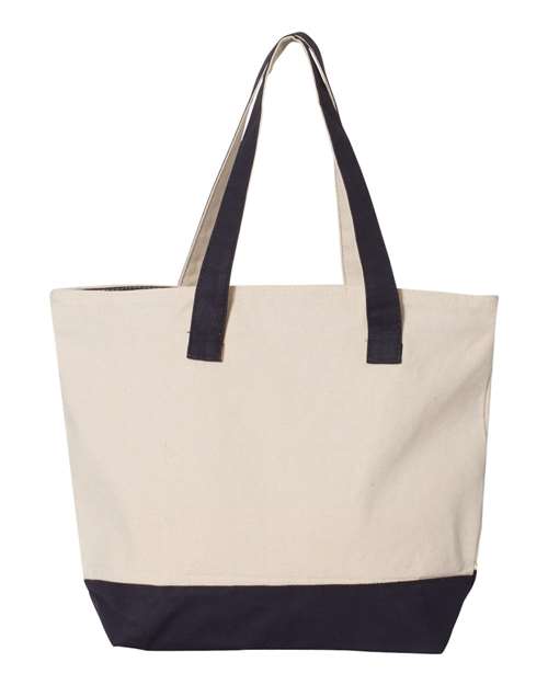 Q-Tees Q1300 19L Zippered Tote #color_Natural/ Navy