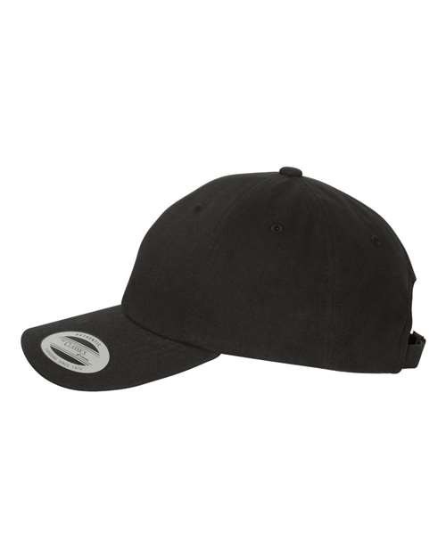 Yupoong 6245PT Adult Peached Cotton Twill Dad Cap #color_BLACK