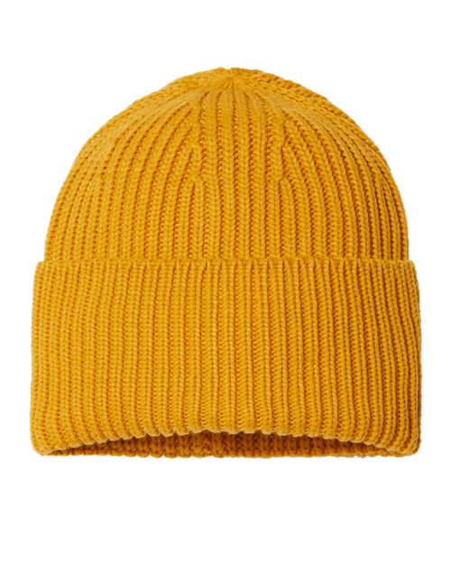 Atlantis Headwear OAK Sustainable Chunky Rib Cuffed Beanie #color_Mustard Yellow