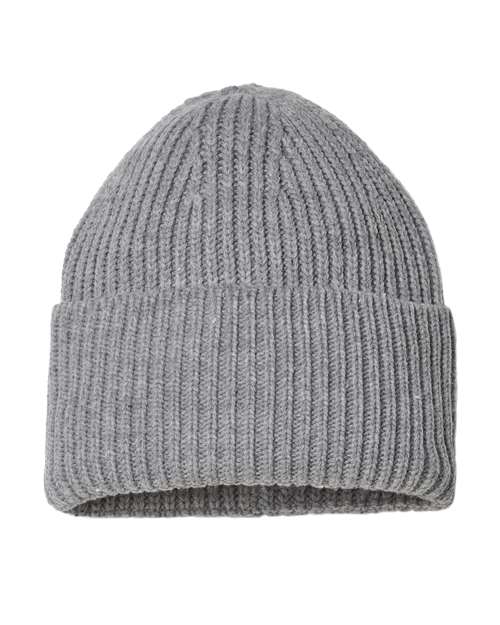 Atlantis Headwear OAK Sustainable Chunky Rib Cuffed Beanie #color_Light Grey Melange