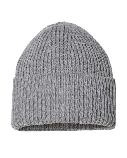 Atlantis Headwear OAK Sustainable Chunky Rib Cuffed Beanie #color_Light Grey Melange