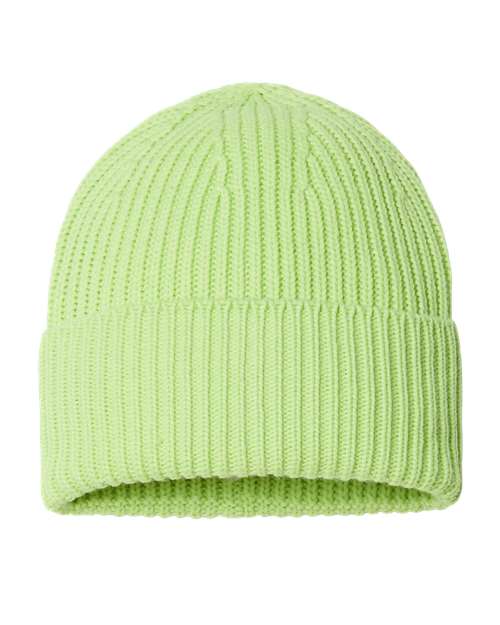 Atlantis Headwear OAK Sustainable Chunky Rib Cuffed Beanie #color_Acid Green