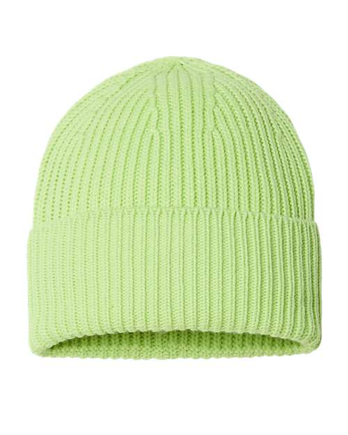 Atlantis Headwear OAK Sustainable Chunky Rib Cuffed Beanie #color_Acid Green