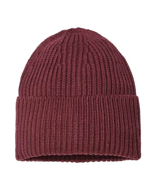 Atlantis Headwear OAK Sustainable Chunky Rib Cuffed Beanie #color_Burgundy Melange