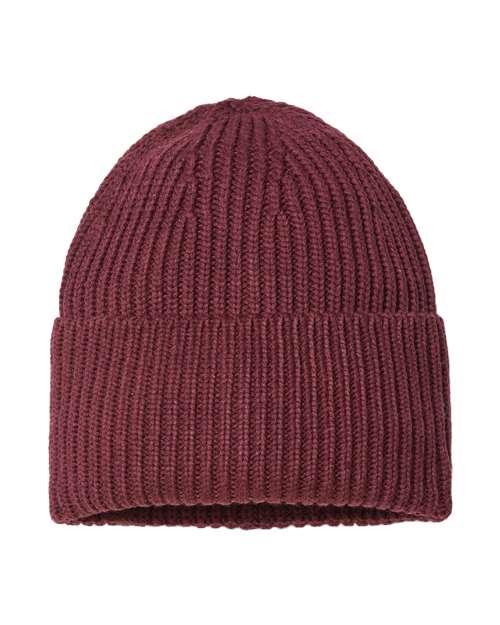 Atlantis Headwear OAK Sustainable Chunky Rib Cuffed Beanie #color_Burgundy Melange
