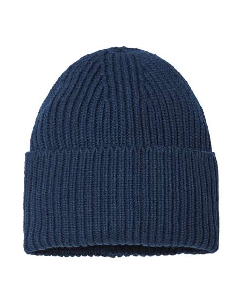 Atlantis Headwear OAK Sustainable Chunky Rib Cuffed Beanie #color_Navy