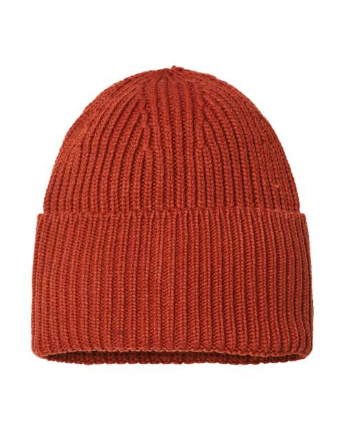 Atlantis Headwear OAK Sustainable Chunky Rib Cuffed Beanie #color_Rusty