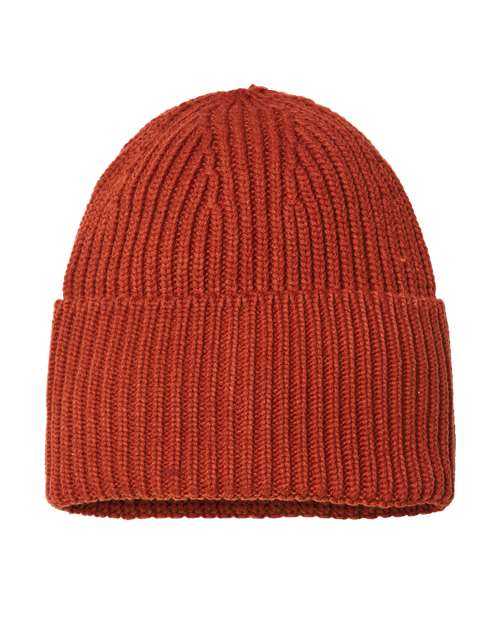 Atlantis Headwear OAK Sustainable Chunky Rib Cuffed Beanie #color_Rusty