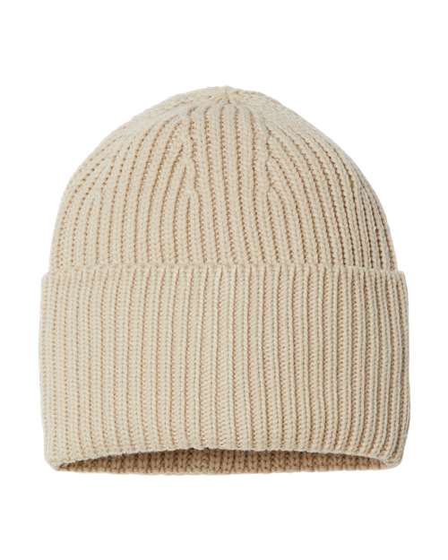 Atlantis Headwear OAK Sustainable Chunky Rib Cuffed Beanie #color_Light Beige
