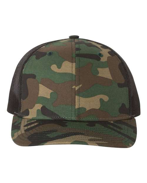 Richardson 112P Printed Trucker Cap #color_Army Camo/ Black