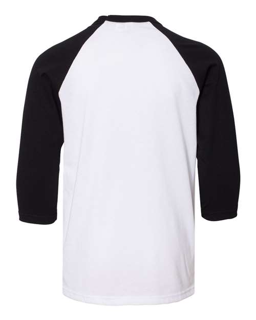 Bella + Canvas 3200Y Youth 3/4-Sleeve Baseball T-Shirt #color_WHITE/ BLACK