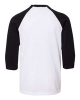 Bella + Canvas 3200Y Youth 3/4-Sleeve Baseball T-Shirt #color_WHITE/ BLACK