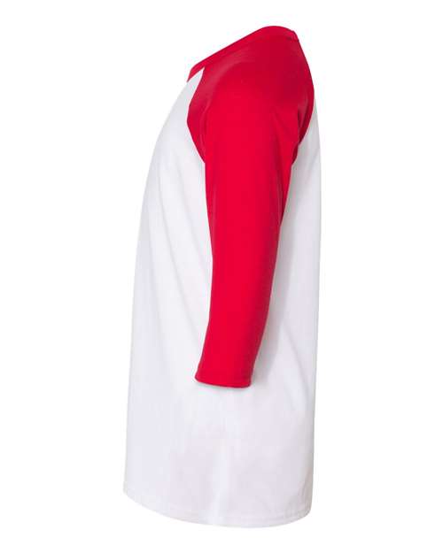 Bella + Canvas 3200Y Youth 3/4-Sleeve Baseball T-Shirt #color_WHITE/ RED
