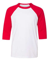 Bella + Canvas 3200Y Youth 3/4-Sleeve Baseball T-Shirt #color_WHITE/ RED