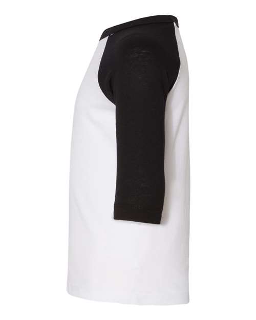 Bella + Canvas 3200T Toddler 3/4-Sleeve Baseball T-Shirt #color_WHITE/ BLACK