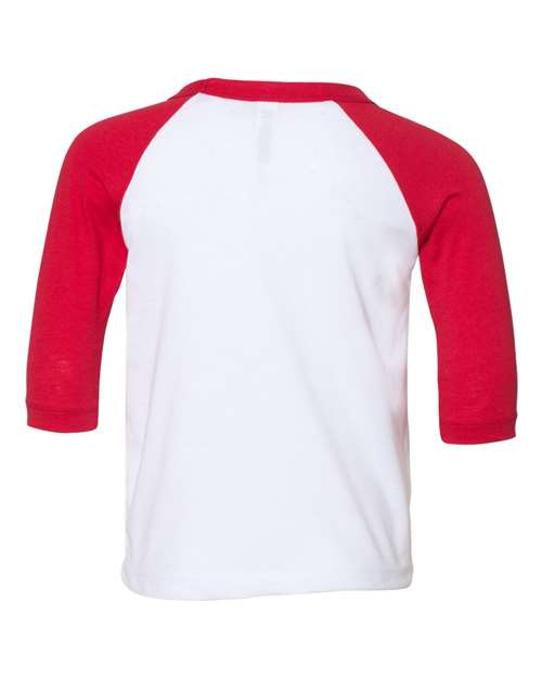 Bella + Canvas 3200T Toddler 3/4-Sleeve Baseball T-Shirt #color_WHITE/ RED