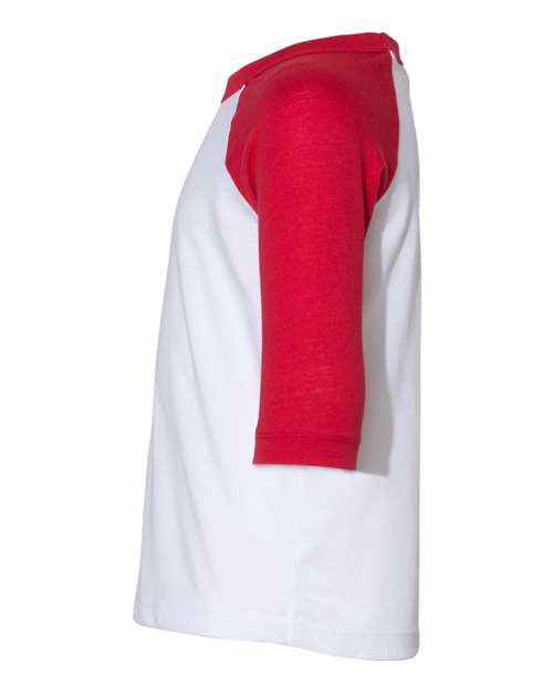 Bella + Canvas 3200T Toddler 3/4-Sleeve Baseball T-Shirt #color_WHITE/ RED