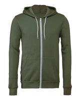 Bella + Canvas 3739 Unisex Poly-Cotton Fleece Full-Zip Hooded Sweatshirt #color_MILITARY GREEN