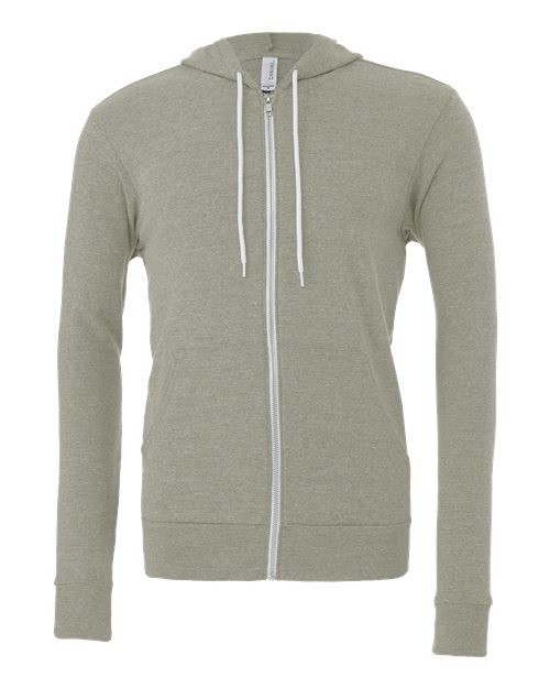 Bella + Canvas 3739 Unisex Poly-Cotton Fleece Full-Zip Hooded Sweatshirt #color_HEATHER STONE
