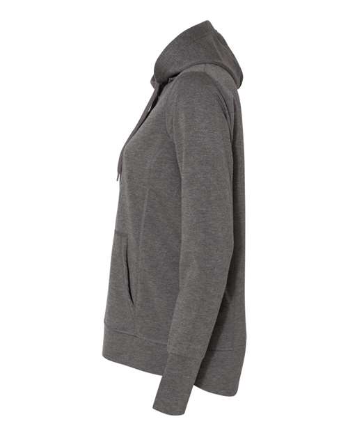 J America JA8431 Ladies' Omega Stretch Snap-Placket Hooded Sweatshirt #color_CHARCOAL TRBLND